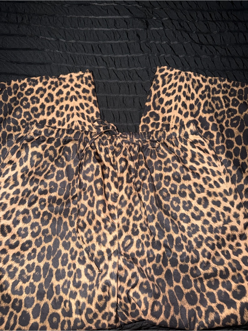 Women's Wide Leg Leopard Print Pants - Brown/Black